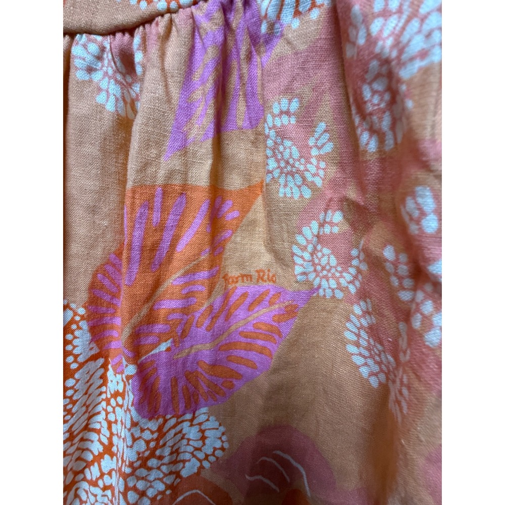 Farm Rio Orange Parrot Macaw Floral Linen‎ Blend Midi Dress Size L Large - Picture 3 of 11